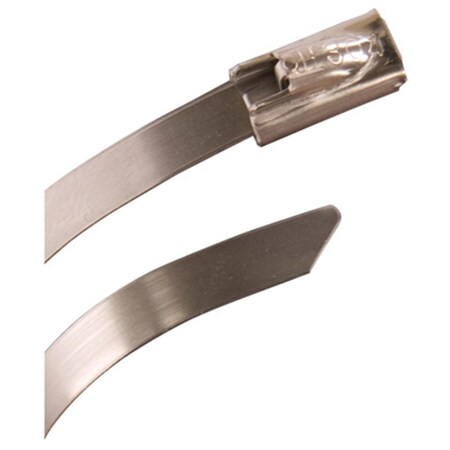 Acoustic Cable Tie, 6 in L, Silver, Stainless Steel, 100 lb Strength AC595569