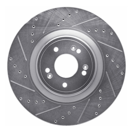 Dynamic Friction Co DFC Brake Rotor - Drilled and Slotted - Silver 631-03057L