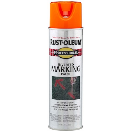Rust-Oleum Professional Inverted Marking Paint, 15 oz, Fluorescent Orange 2554838