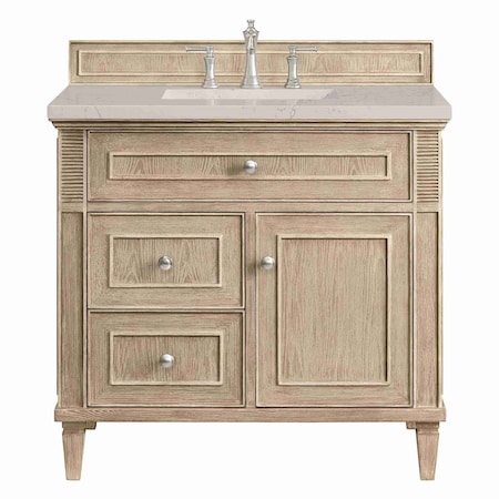 James Martin Vanities Lorelai 36" Single Vanity, Whitewashed Oak, w/ 3 CM Siberian Silestone Top 424-V36-WWO-3SFR