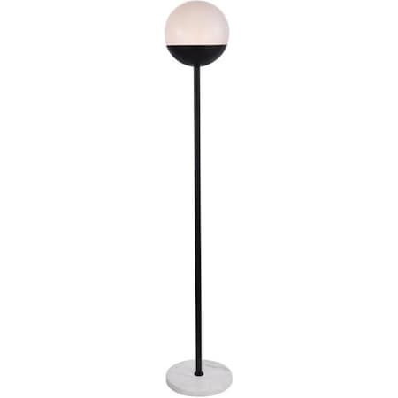 Living District 62 in. Eclipse 1 Light Floor Lamp Portable Light with Frosted White Glass, Black LD6146BK