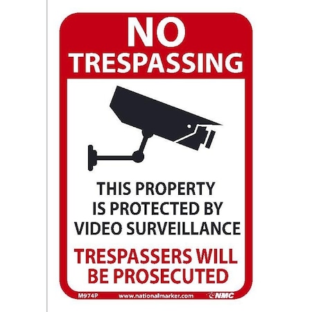 Nmc No Trespassing Video Surveillance Sign, M974P M974P