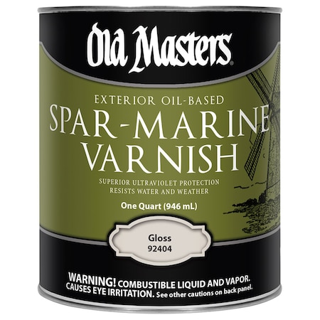 Old Masters Qt Clear Spar-Marine Varnish Oil-Based Exterior Coating, Gloss 92404