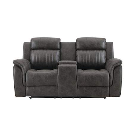 Homeroots 74" Gray Faux Leather Manual Reclining Loveseat With Storage 561568