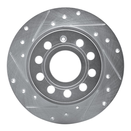 Dynamic Friction Co DFC Brake Rotor - Drilled and Slotted - Silver 631-74033L