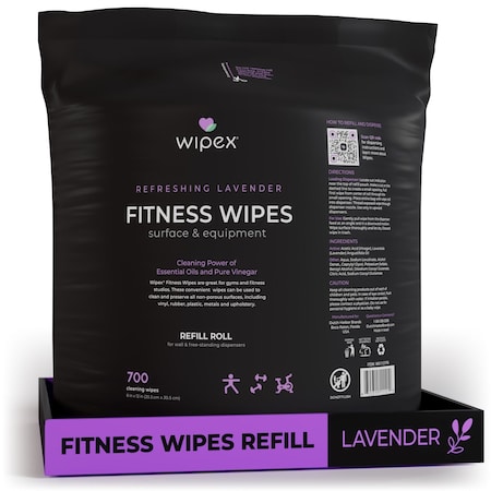 Wipex Natural Fitness Wipes 700ct Refill Rolls, Fresh Lavender, Gym Equipment Cleaning Wipes WX11121FN