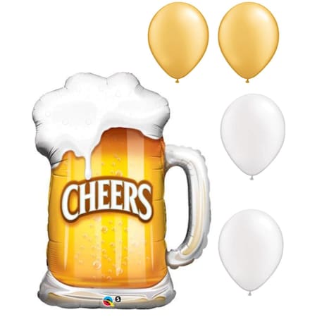 Loonballoon Birthday Food Balloons, 35 inch Cheers! Beer Mug, 4 Latex Set LOON-LAB-23488-Q-P