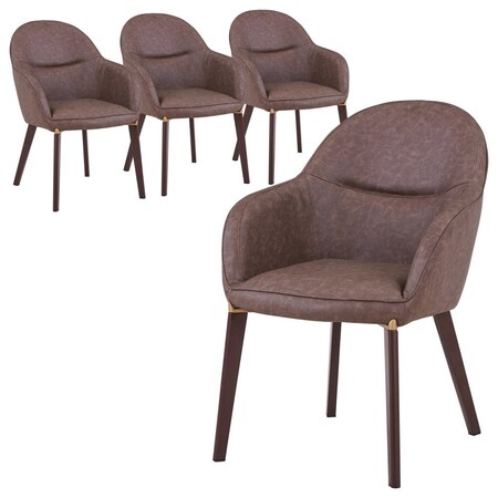 Leisuremod Elias Collection Modern Dining Chair in Brown, 4PK EDC21BR-4