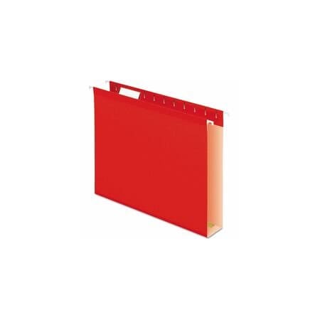 Pendaflex Extra Capacity Reinforced Hanging File Folders, 2" Capacity, Letter Size, 1/5-Cut Tabs, Red, 25PK PFX4152X2RED