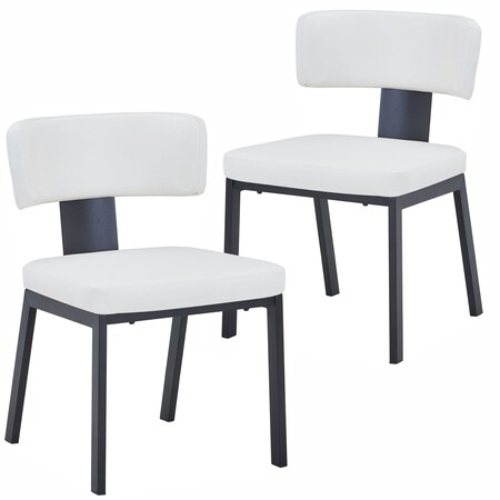 Leisuremod Teres Leather Dining Chair, Steel Legs & Poplar Wood Core, 2PK TC19W2
