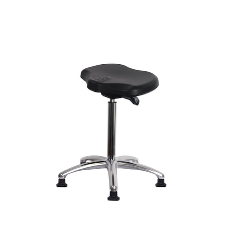 Blue Ridge Ergonomics Polyurethane Ray Sit-Stand Chrome in Black Polyurethane PRPHBST-CR-NF-RG-BLK