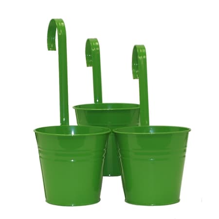Houston International Trading 8535E AG S3 7 in. dia. Enameled Galvanized Planter, AppleGreen 8535E AG S/3