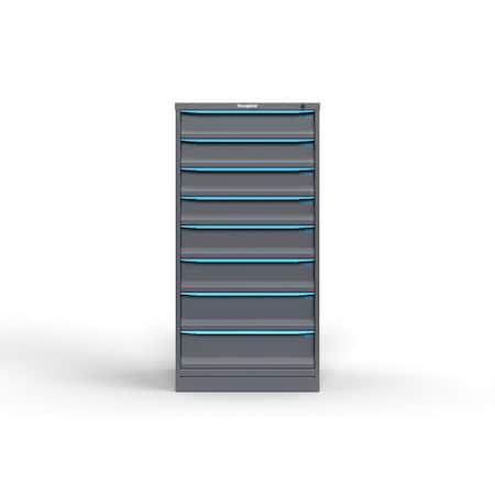 Strong Hold 8 drawer cabinet - (4x 5ft, 2x 6ft, 2x 7ft) - Blue accents - Keyed Alike S3060-PPAAS-0802FS