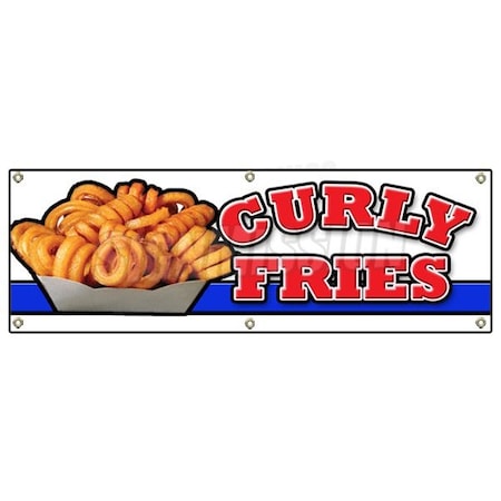 Signmission CURLY FRIES BANNER SIGN potato fries burgers restaurant fried ketchup B-72 Curly Fries