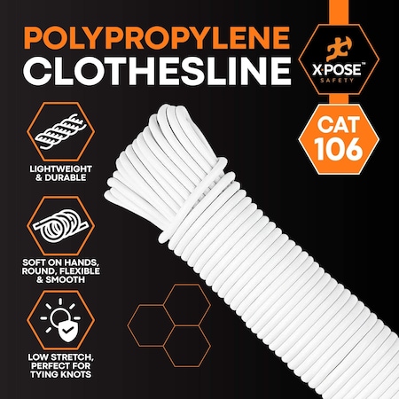Xpose Safety Plastic Clothes Line 5/32inx100ft, 6PK PCL532-100-6-X-S