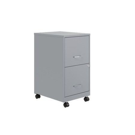 Space Solutions 14.25 in W 2 Drawer Mobile Vertical File Cabinet, Platinum 25278