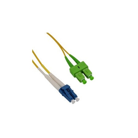 Cable Wholesale LC/UPC to SC/APC OS2 Duplex 2.0mm Fiber Optic Patch Cord, LSZH, Single-mode 9/125, Yellow LCSC-01609