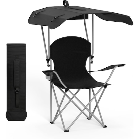 Simple Deluxe InfiniPower Beach Chair with Umbrella - Portable Camping Chair with Canopy, 35in Sun Shade, Heavy D FNCHARCAMPCP04B