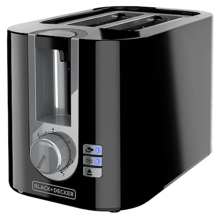 Applica Consumer Products Black+Decker Toaster, 850 W, 2 -Slice, 6, Knob Control, Aluminum/Plastic, Black TR0025B