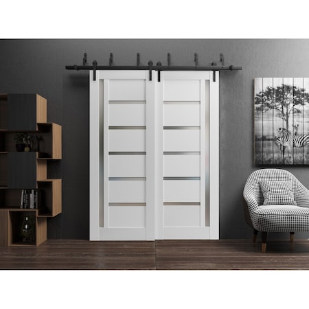 Sartodoors Barn Bypass Interior Door, 36" x 80", White QUADRO4088BBB-WS-36