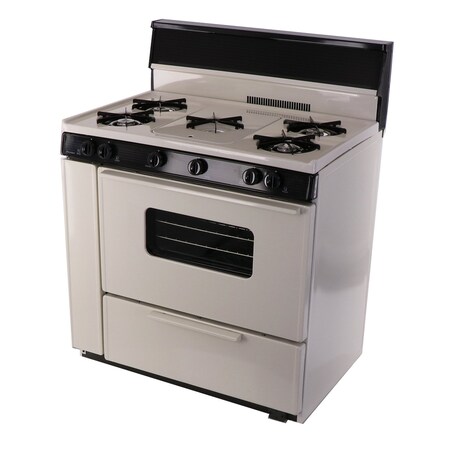 Premier Gas Range, Battery Ignition, 5 Open Burners, 36 inW x 46 inH x 26 inD, 3.91 cu. ft. Oven, Biscuit 805759
