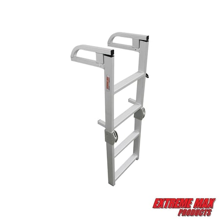 Extreme Max 3005.4089 Aluminum 4-Step Compact Folding Pontoon Boarding Ladder 3005.4089