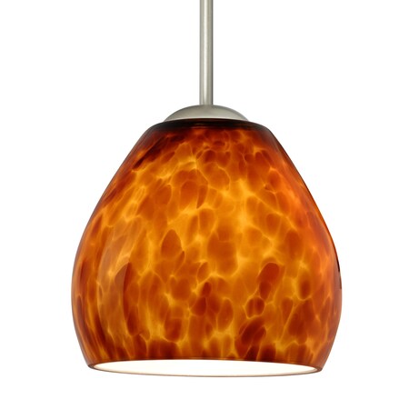 Besa Lighting Bolla Pendant, Amber Cloud, Satin Nickel Finish, 1x 9W LED 1BT-412218-LED-SN