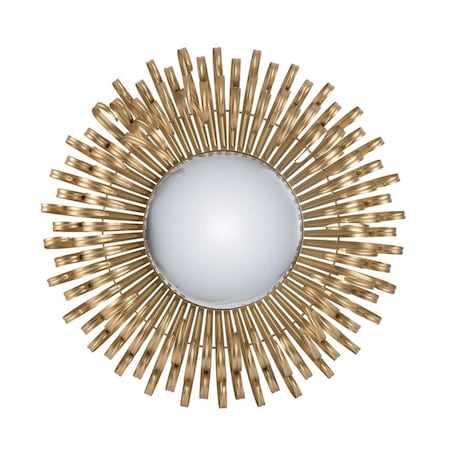 Homeroots 27" Gold Sunburst Iron Framed Accent Mirror 485007