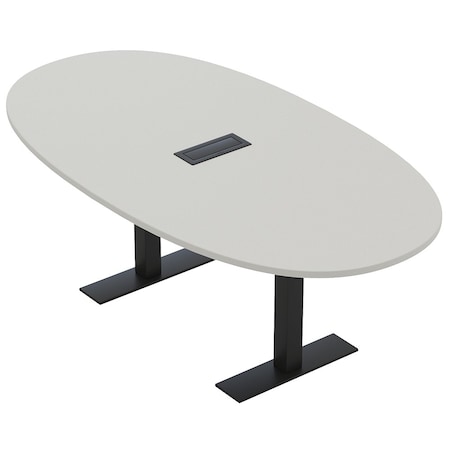 Skutchi Designs 6ft Conference Table With Power Unit | 6 Person Modular Boval Meeting Table | Harmony Series HAR-BOVL-48X72-T.BK-U779-EBLK