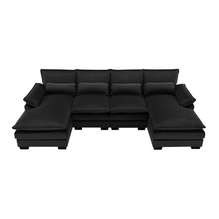 Homeroots 55" Black Fabric Modular Sleeper Sofa 568293