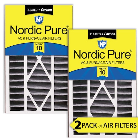 Nordic Pure Air Bear 16x25x5 (4 7/8) AC Filter Replacement MERV 10 Plus Carbon 2 Pack (16x25x5ABPM10C-2)