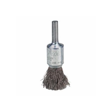 Weiler Crimped Wire Solid End Brush, Stainless Steel, 25,000 RPM, 1/2 in x 0.006 in 804-10013