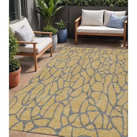 Homeroots 5' X 8' Gold And Gray Geometric Washable Indoor Outdoor Area Rug 599191