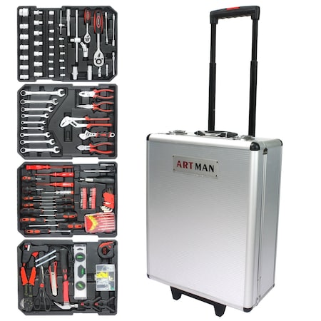 Wrightmaster White Hand Tool Box with 4 Layers and Wheels - Secure, Portable Storage for Tools ZR-W110290119