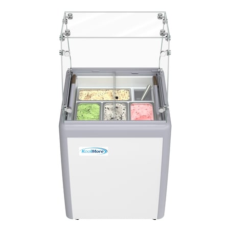 Koolmore 26 in. Gelato Dipping Cabinet Display Freezer with Sliding Glass Door and Sneeze Guard, 6 Cu. Ft. KM-GDC-26SD-FG