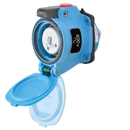 Meltric DSN20 RECEPTACLE POLY BLUE SIZE 1 TYPE 4X IP 69 2P+G 20 A 600 VAC 60 Hz NO AUX 63-14142