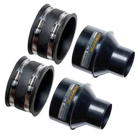 Powertec 4 in. to 2-1/2 in. Reducer and 4 in. Dust Control Flex Cuff with Hose Clamps, 2PK 70322-P2
