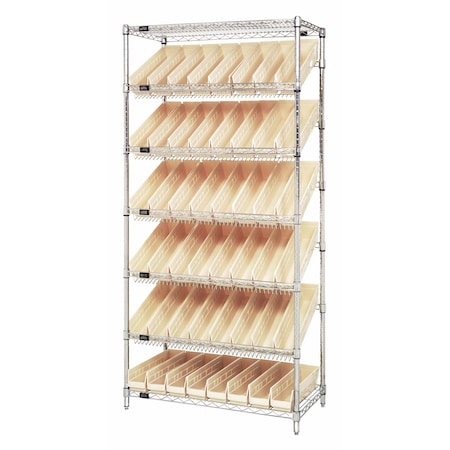 Quantum Storage Systems WIRE SHELVING UNIT W/48 IVORY BINS WRS-7-103IV
