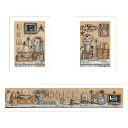 Set Of Three Where Family and Friends Gather 2 White Framed Print Wall Art, 3PK