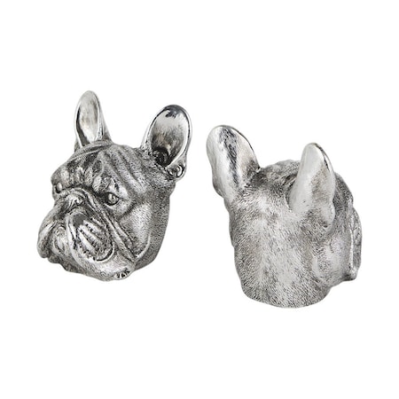 Homeroots Set of Two 6" Silver Metal Dog Decorative Bookends, 2PK 392137