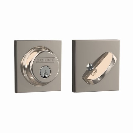 Schlage Residential Collins Single Cylinder Deadbolt C Keyway with 12287 Latch and 10116 Strike Bright Nickel Finish B60COL618