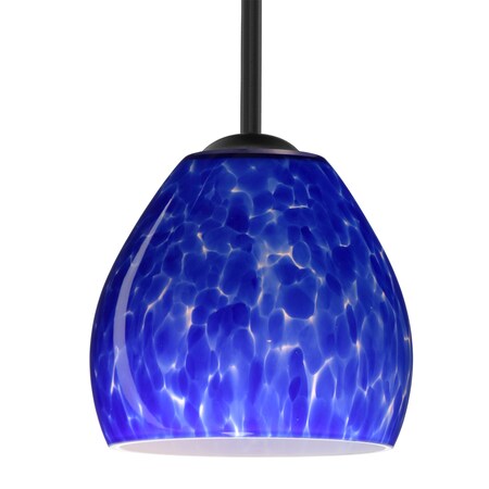 Besa Lighting Besa Bolla Stem Pendant, Blue Cloud, Black Finish, 1x 9W LED 1TT-412286-LED-BK