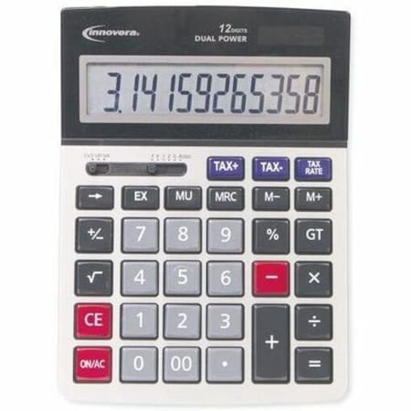 Innovera 15971 Large Digit Commercial Calculator, 12-Digit LCD, Dual Power, Silver 15975