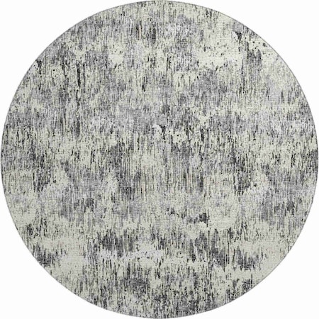 Homeroots 8' Gray Brown And Ivory Round Abstract Washable Indoor Outdoor Area Rug 643585