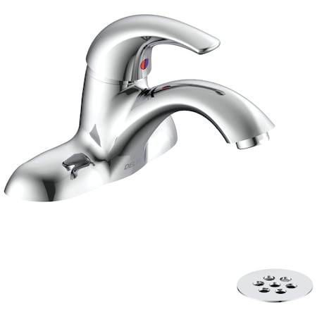 Delta Commercial 22C Single Handle Centerset Bathroom Faucet With Grid Strainer In Chrome 22C451