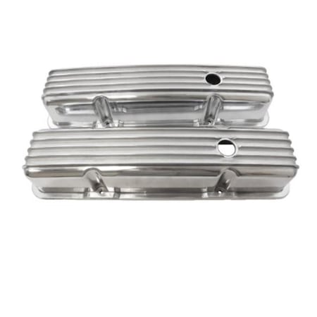 Racing Power R6181 3.68 in. Nostalgic Polished Finned Aluminum Baffled Valve Cover RPC-R6181