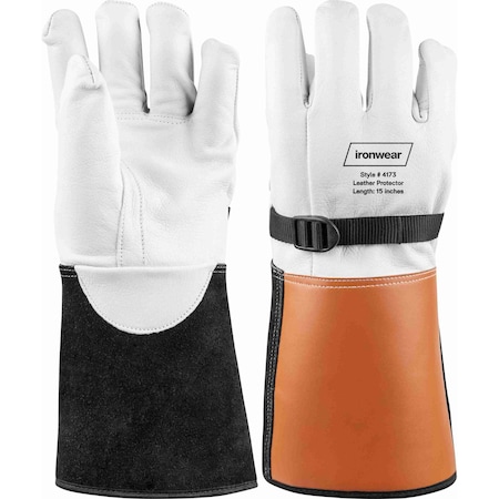 Ironwear 15 in Goatskin Leather Electrical Glove Protectors w/ Cuff (Size 8) 4173-08