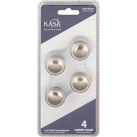 Hardware Resources KasaWare 1-1/8'' Diameter Satin Nickel Cabinet Knob, 4PK K413SN-4