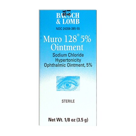 Bausch + Lomb Muro-128, Sodium Chloride 5%, Ophthalmic Ointment, Eye Relief, Sterile, 3.5gm 24208038555