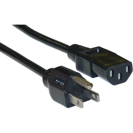 Cable Wholesale Computer / Monitor Power Cord, Black, NEMA 5-15P to C13, 13 Amp, 16 AWG, 6 foot 10W1-01206-16